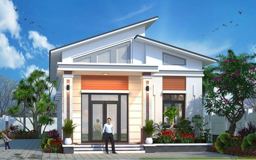 Thiết kế nhà cấp 4 mái lệch