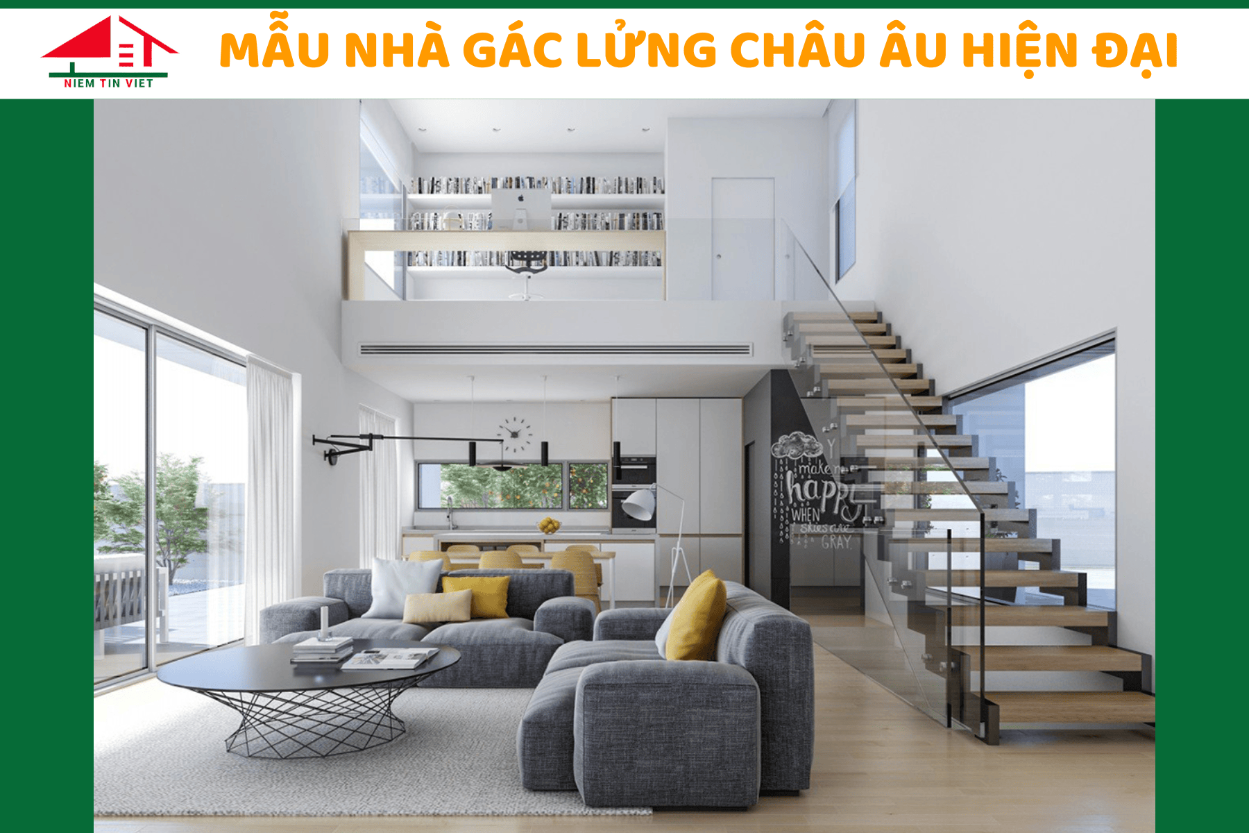 Xây nhà gác lửng 100 triệu - Châu Âu hiện đại 1
