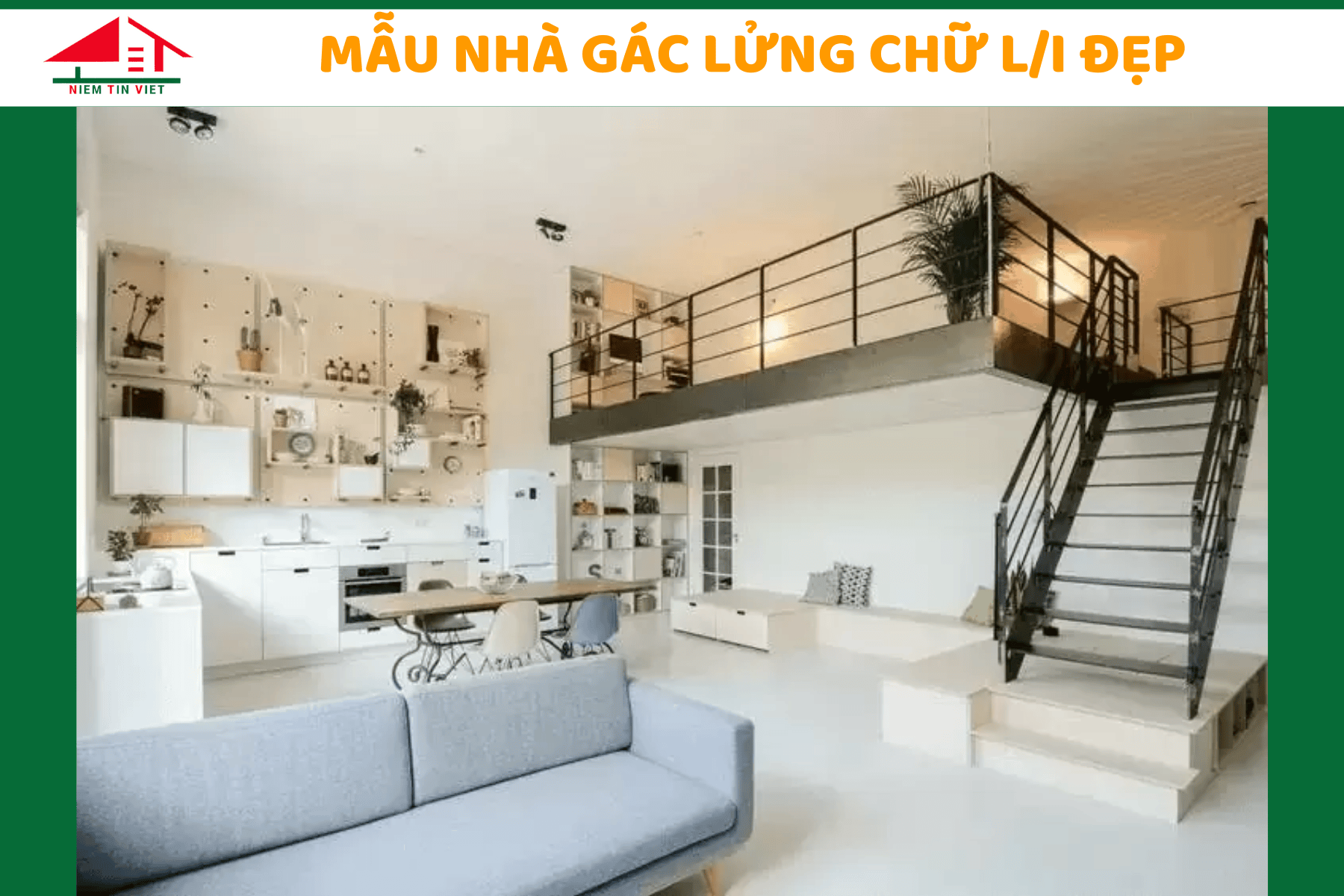 Xây nhà gác lửng 100 triệu - mẫi nhà chữ L/I