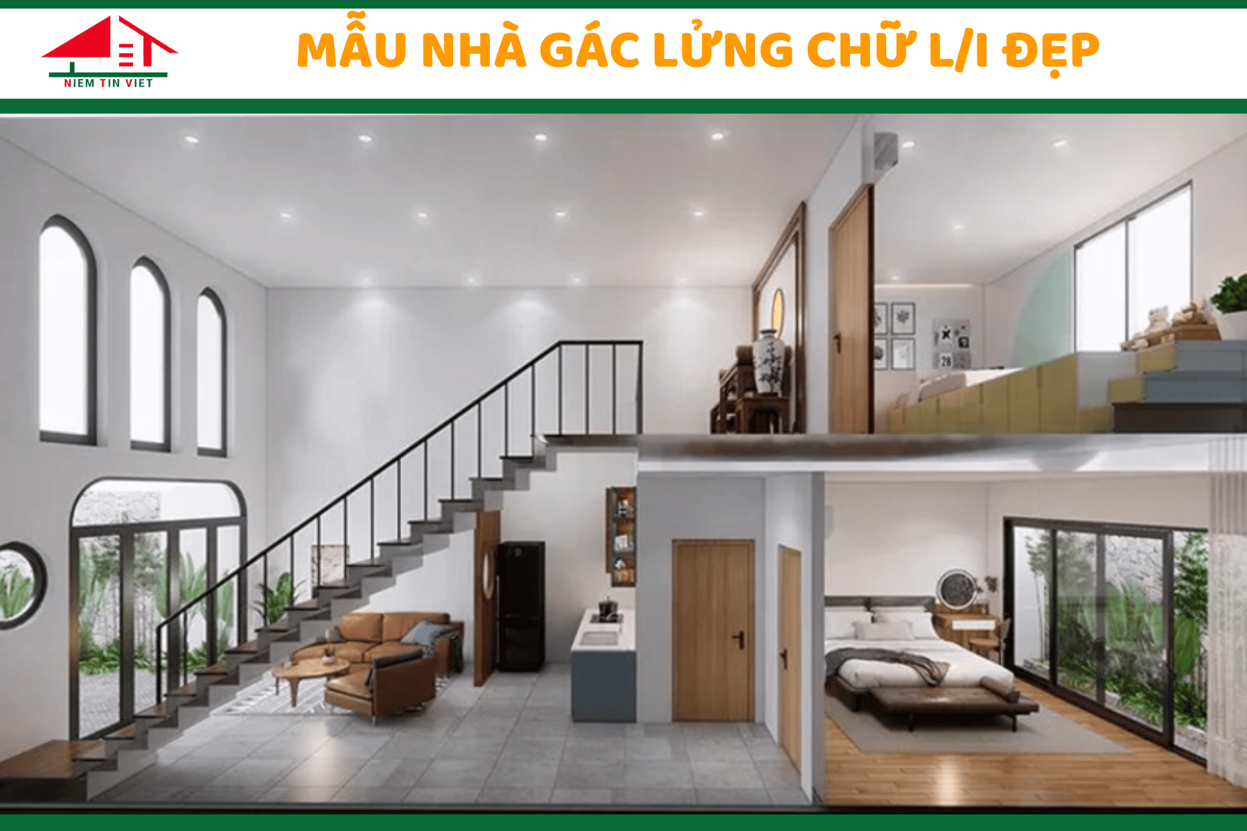 Xây nhà gác lửng 100 triệu - mẫi nhà chữ L/I 1