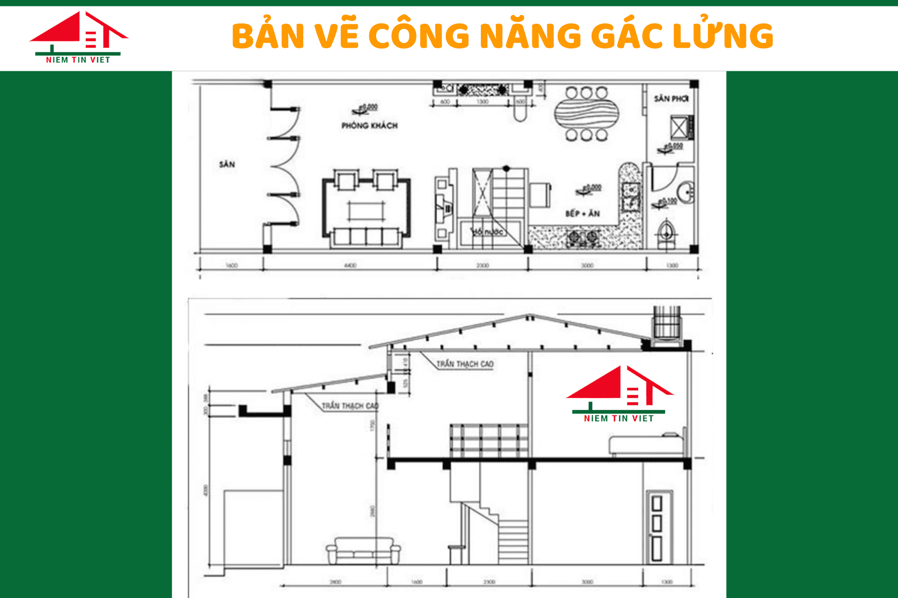 Xây nhà gác lửng 100 triệu - bản vẽ công năng 2