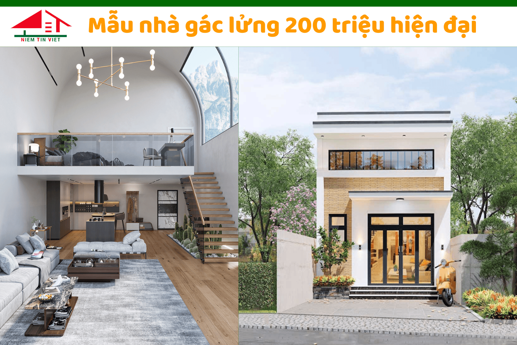 Xây nhà gác lửng 200 triệu hiện đại 