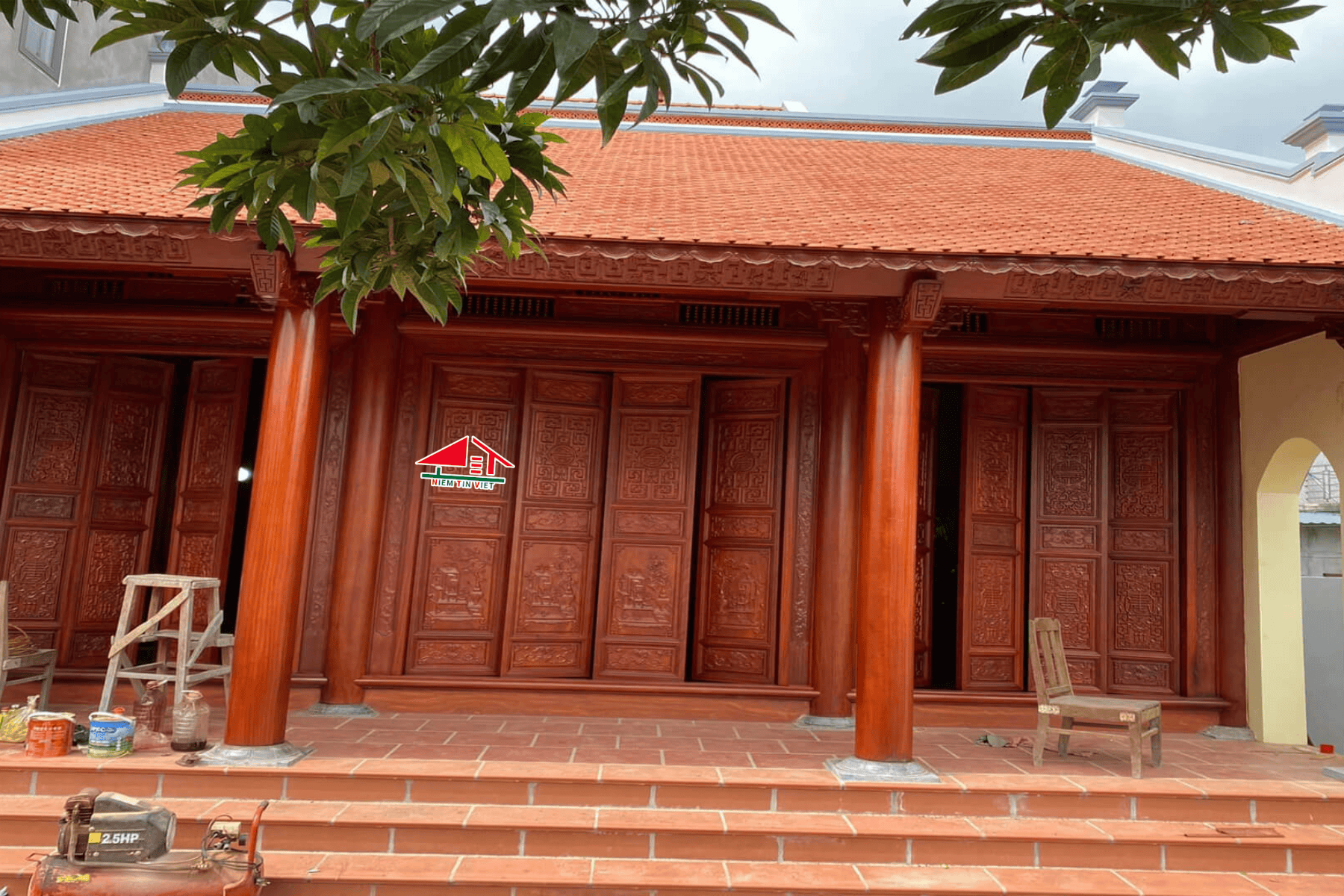 Nhà 3 gian ngói đỏ - xây nhà kiểu cổ xưa