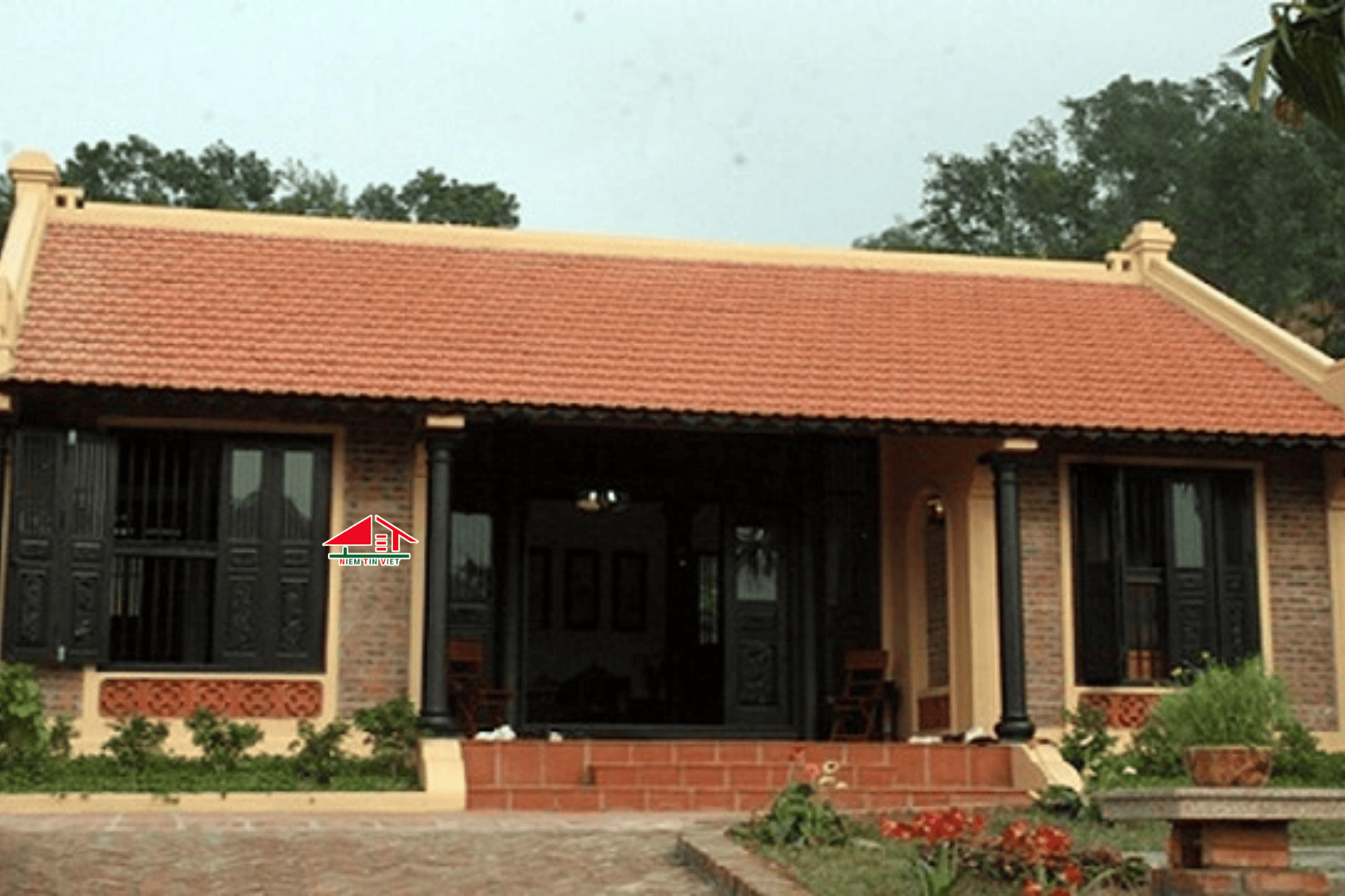 Nhà 3 gian ngói đỏ - xây nhà kiểu cổ xưa