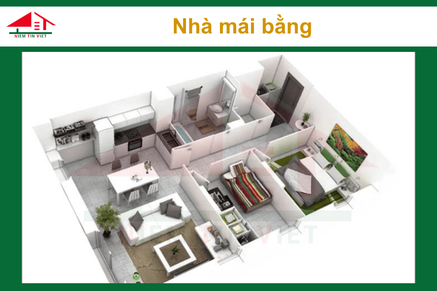 Xây nhà 1 tầng 60m2 hết bao nhiêu tiền - Nhà mái bằng