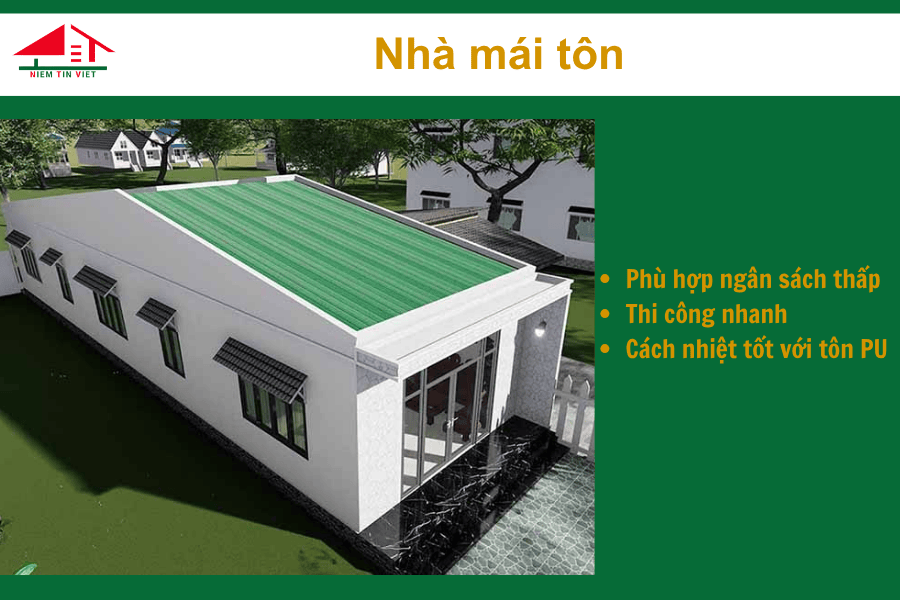 Xây nhà 1 tầng 60m2 hết bao nhiêu tiền - Nhà mái tôn