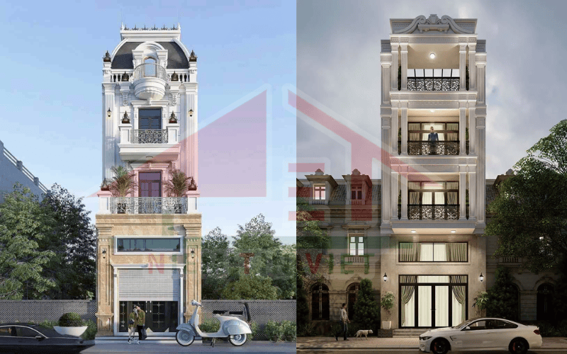 Xây nhà 4 tầng 100m2 hết bao nhiêu tiền - mẫu cổ điển