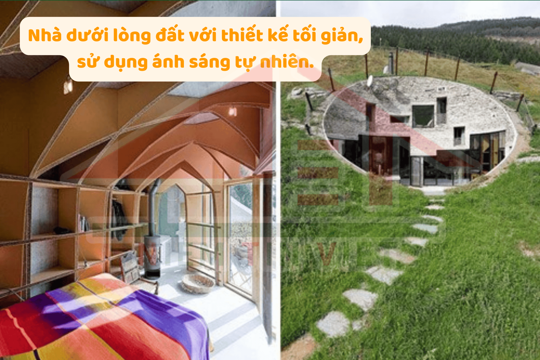 Xây nhà dưới lòng đât - Hiện đại, tối giản