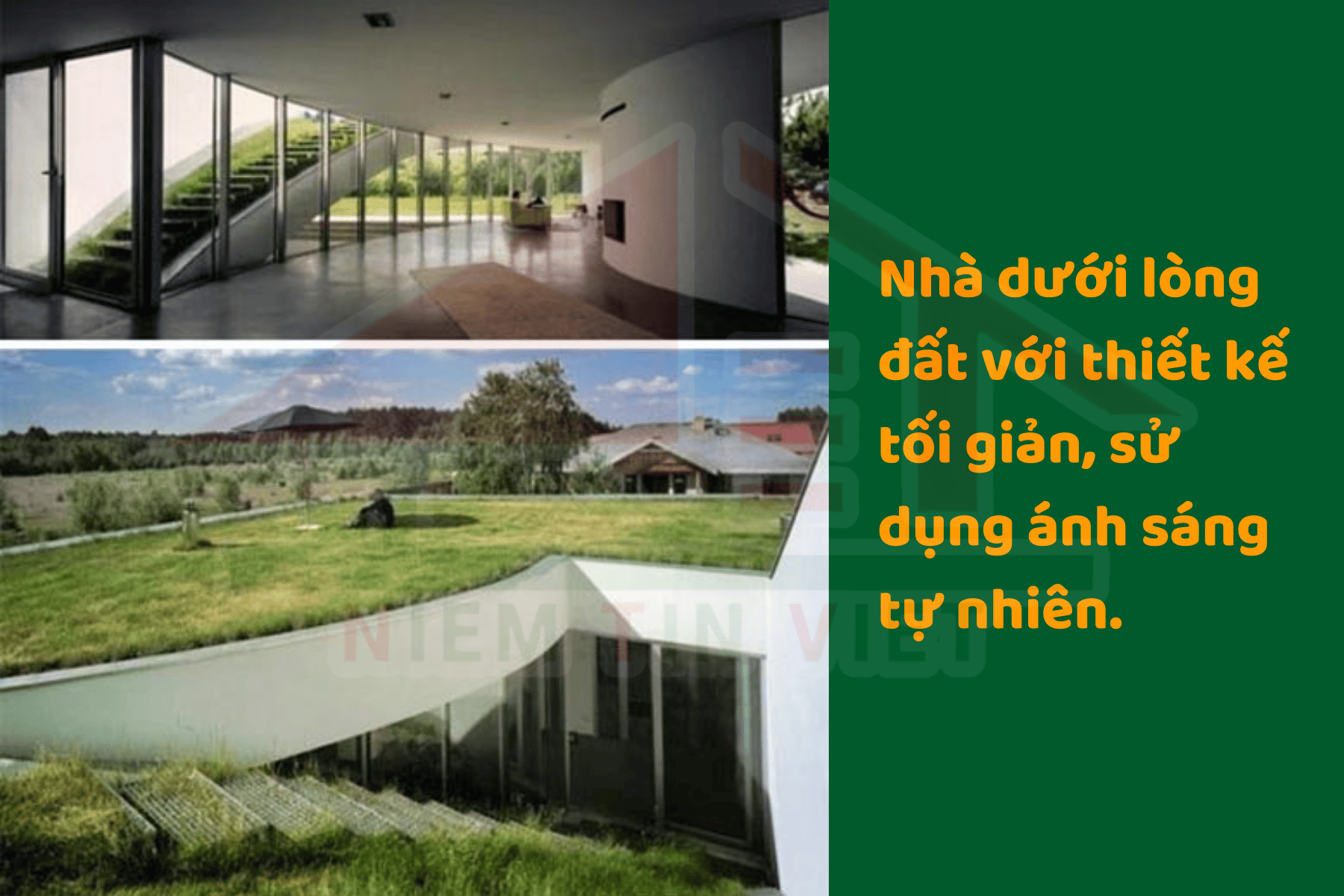 Xây nhà dưới lòng đât - Hiện đại, tối giản