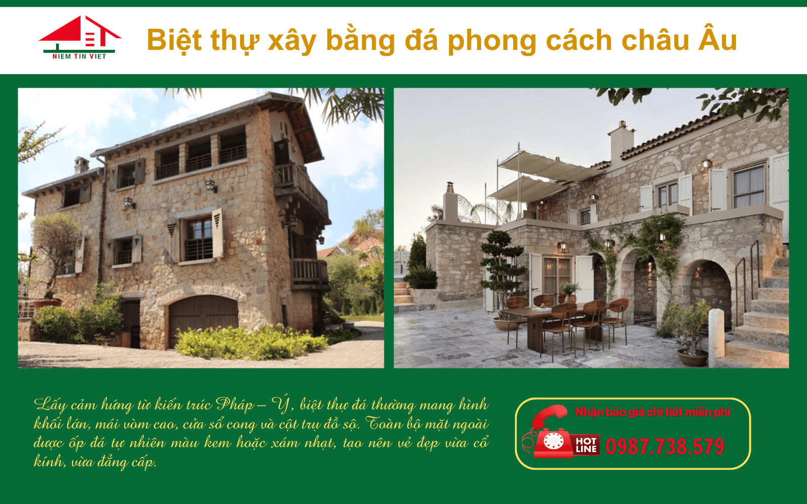 Xây nhà bằng đá - phong cách Châu Âu