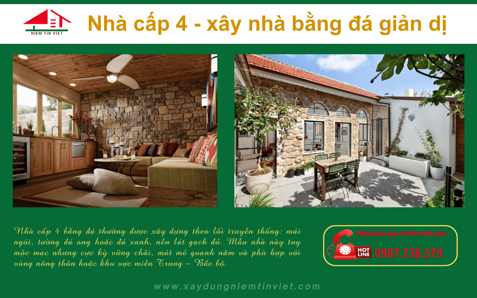 Xây nhà bằng đá - Nhà cấp 4