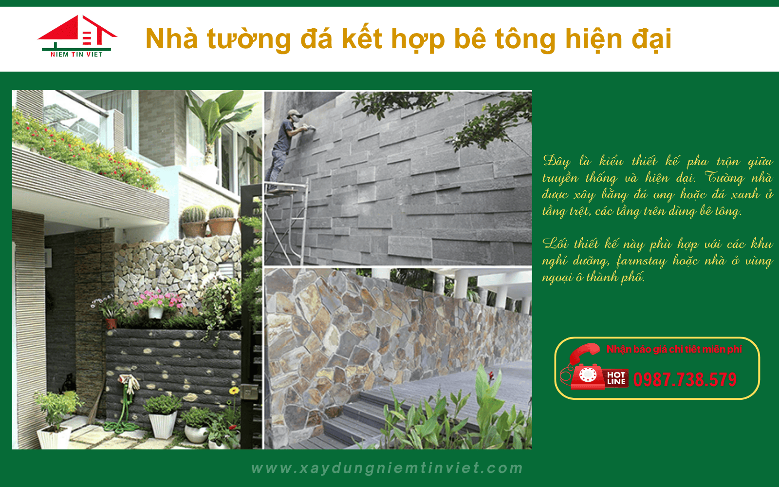 Xây nhà bằng đá - Nhà bê tông hiện đại