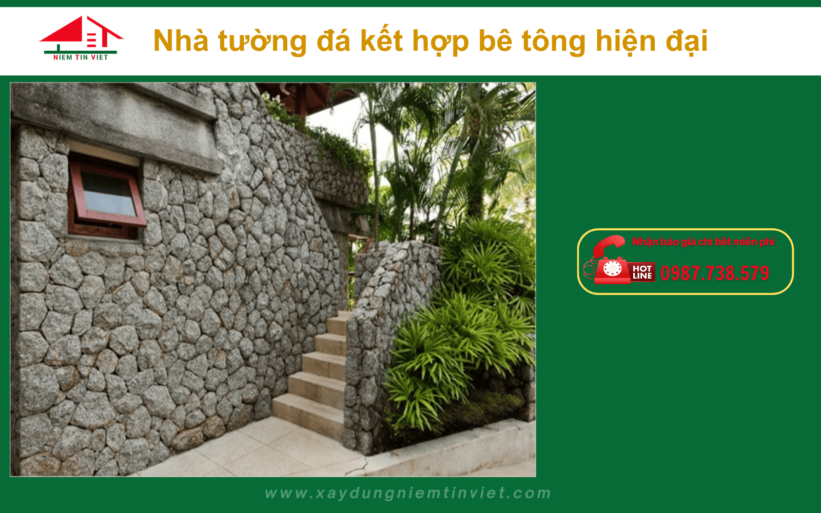 Xây nhà bằng đá - Nhà bê tông hiện đại