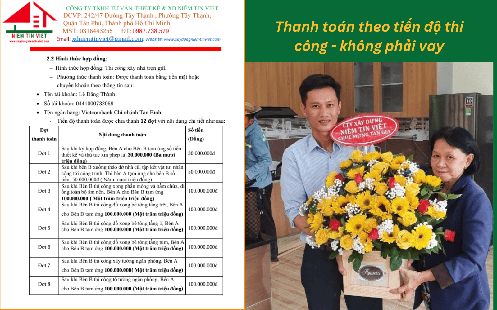 không cần vay tiền xây nhà mà chỉ thanh toán theo tiến độ