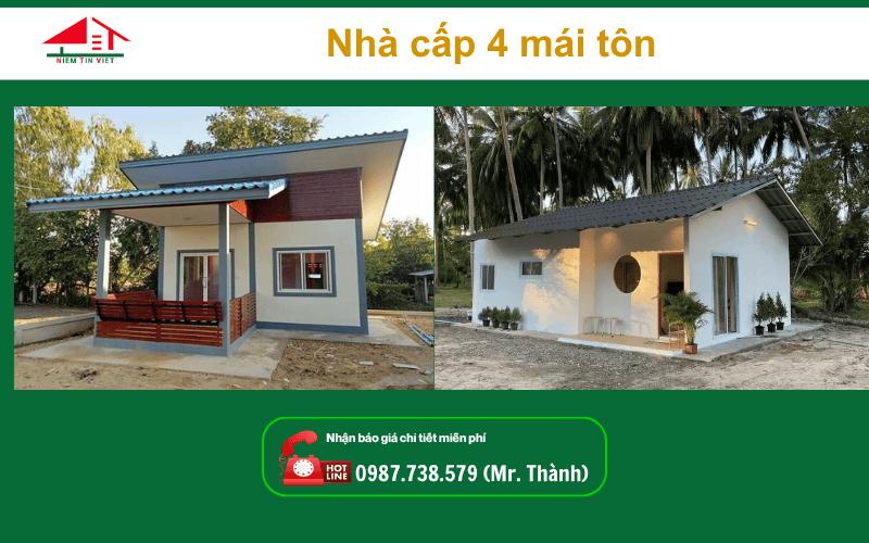 Xây nhà giá rẻ 100 triệu - nhà cấp 4 mái tôn