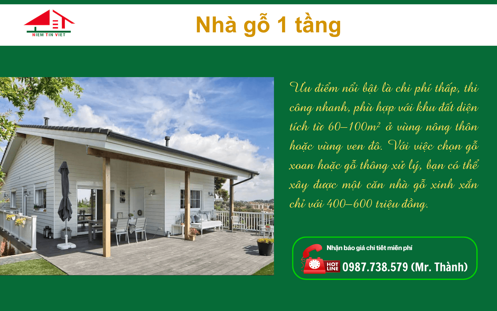 Xây nhà gỗ - Mẫu nhà 1 tầng