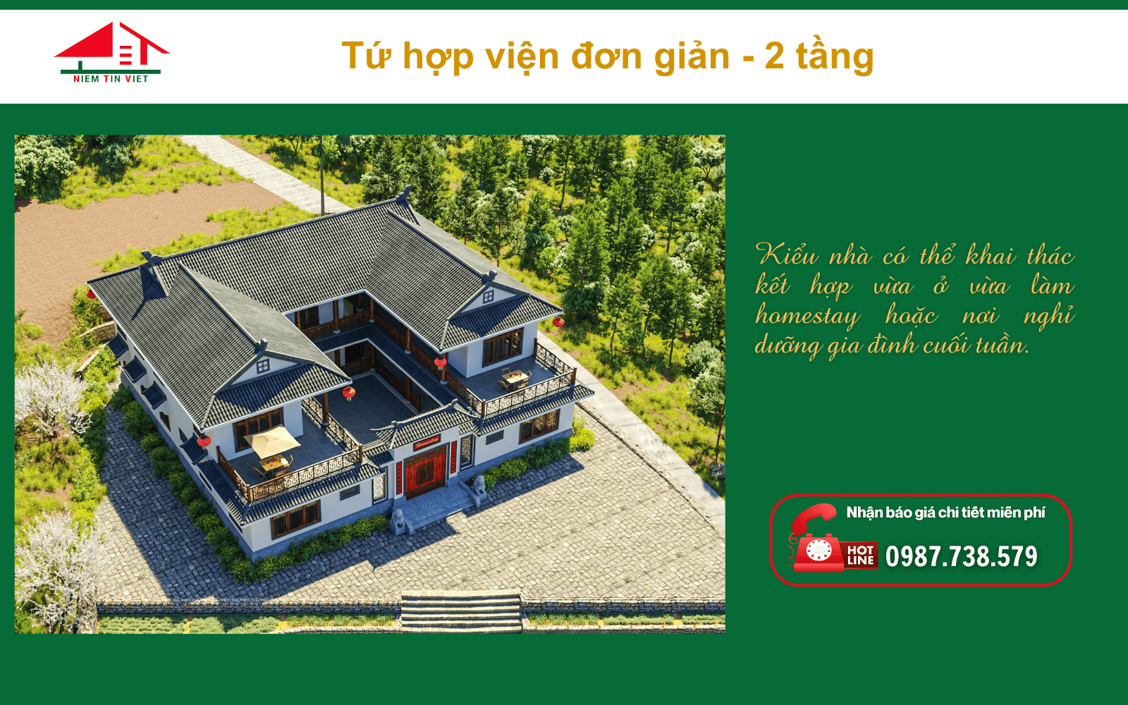 Xây nhà tứ hợp viện hiện đại - 2 tầng