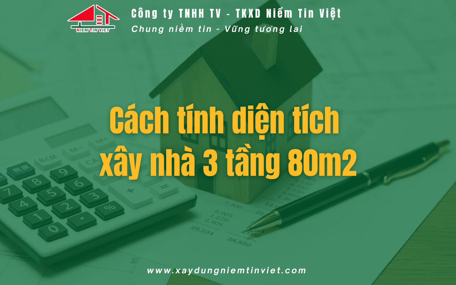 Cách tính diện tích xây nhà 3 tầng 80m2