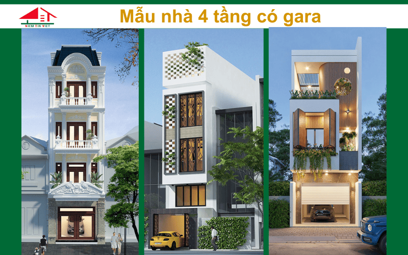 Mẫu nhà 4 tầng -có gara