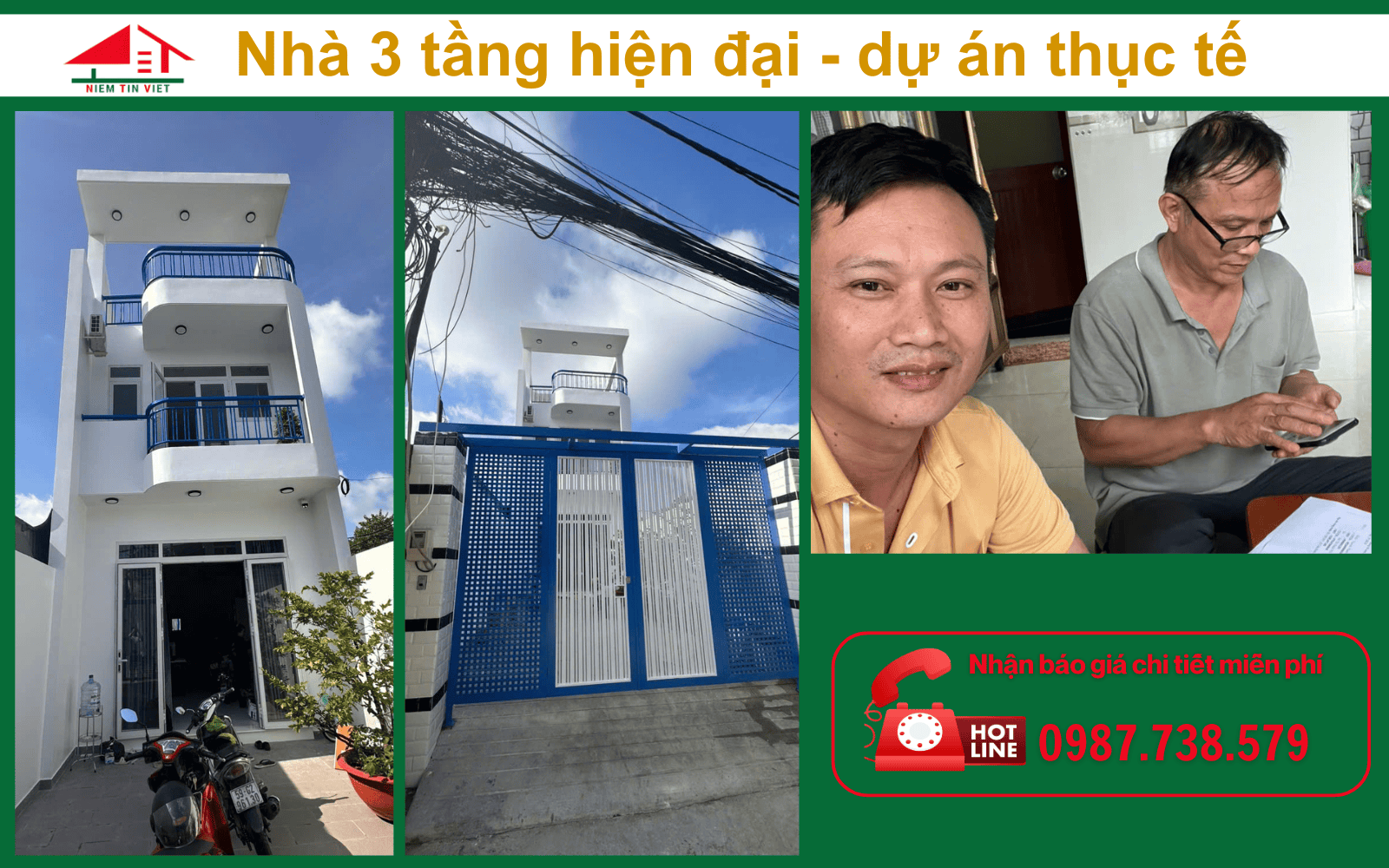 Xây nhà 3 tầng 60m2 hết bao nhiêu tiền - mẫu hiện đại 