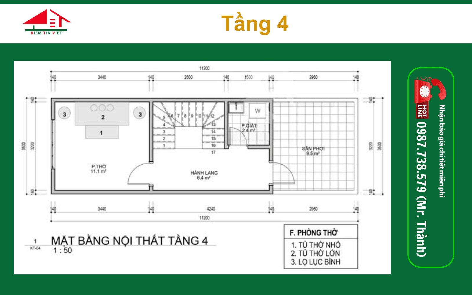 Công năng lầu 4 - xây nhà 4 tầng 40m2
