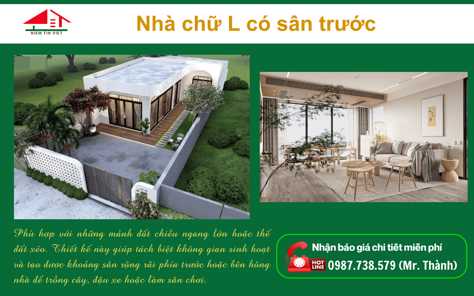 Xây nhà chữ L ở nông thôn