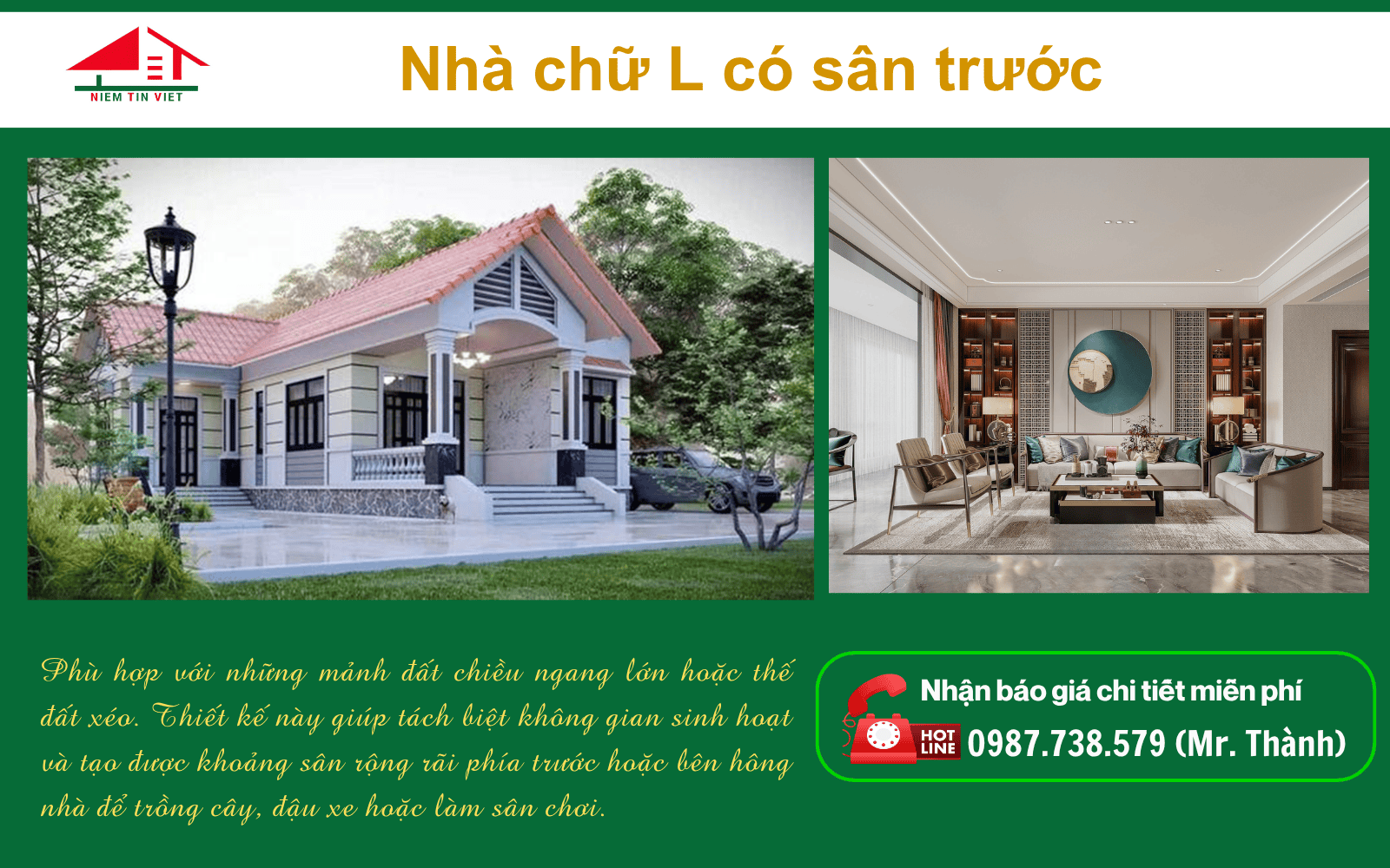Xây nhà chữ L ở nông thôn